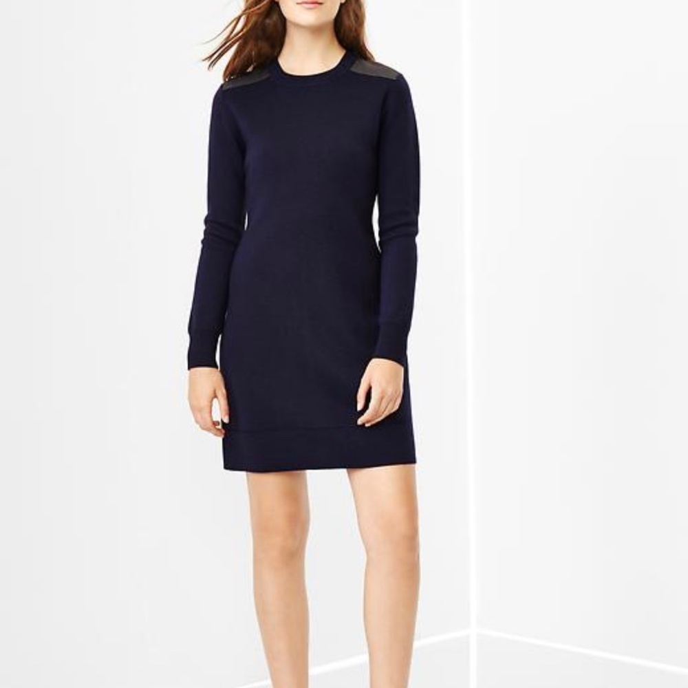 Merino shoulder-patch dress sweater Gap navy size S